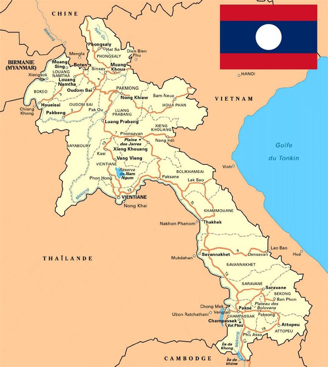 বিস্তারিত মানচিত্র, লাওস