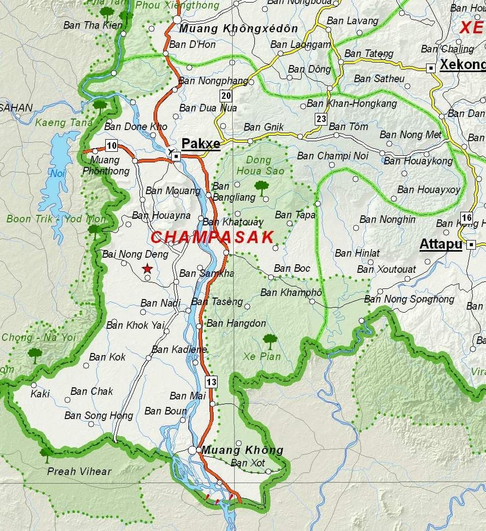 মানচিত্র এর champasak লাওস