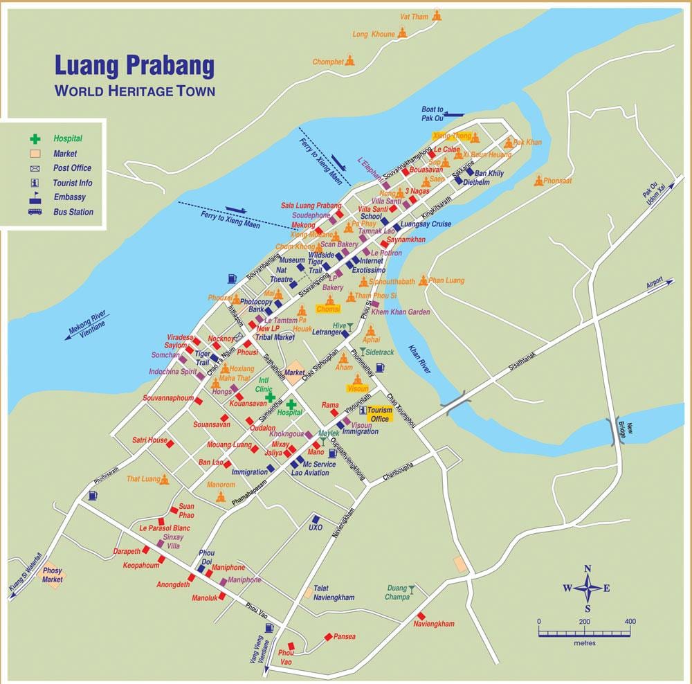 মানচিত্র luang prabang লাওস