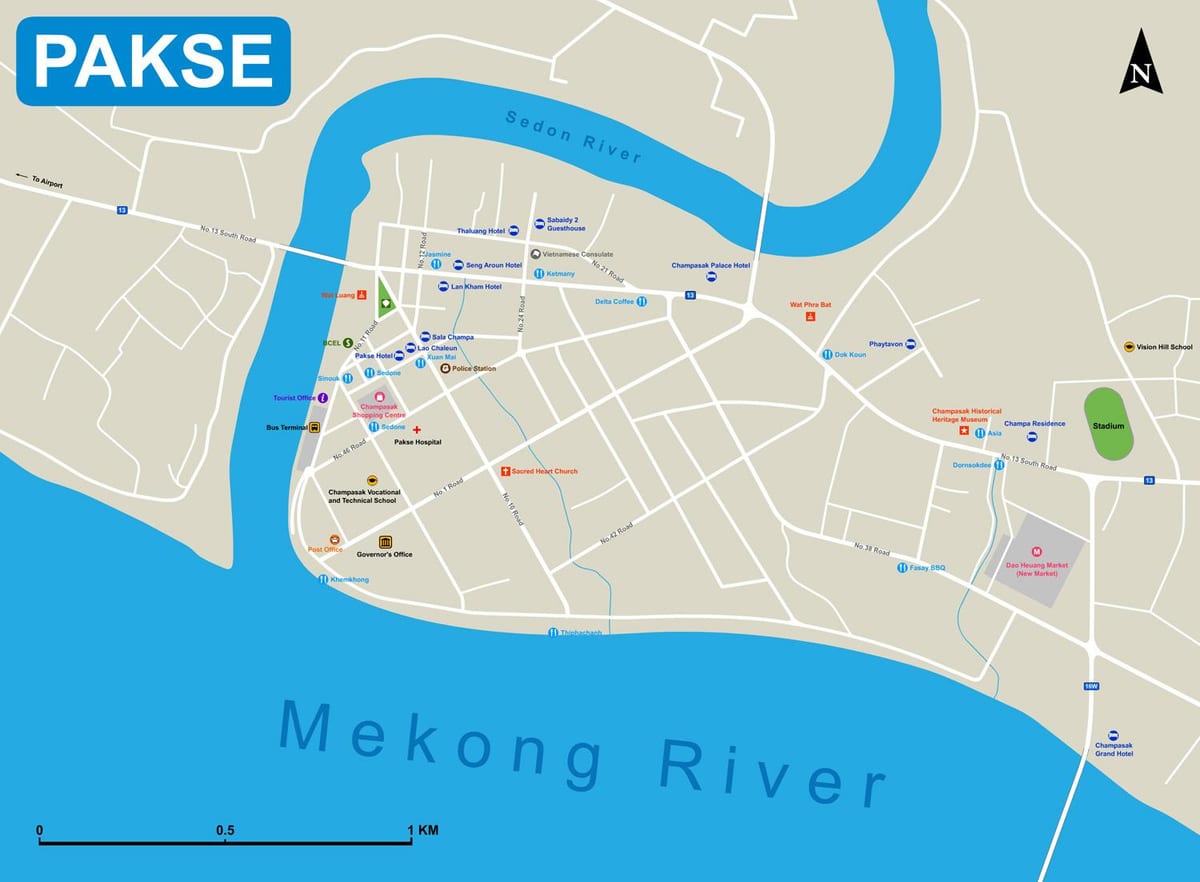 pakse মানচিত্র লাওস