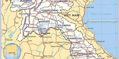 মানচিত্র, লাওস এবং পার্শ্ববর্তী দেশ