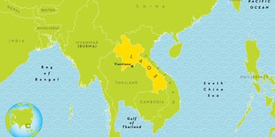 লাওস অবস্থান বিশ্ব মানচিত্র