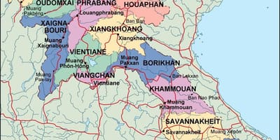 লাওস রাজনৈতিক মানচিত্র